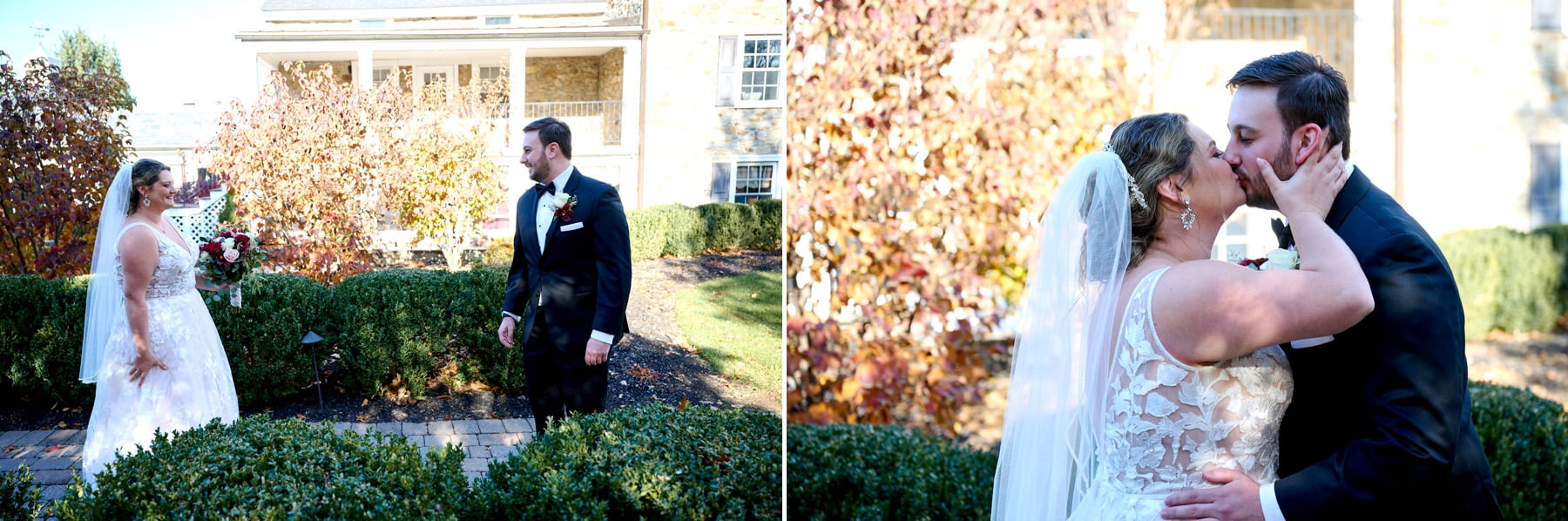 The Farmhouse in Hampton NJ first look wedding photos