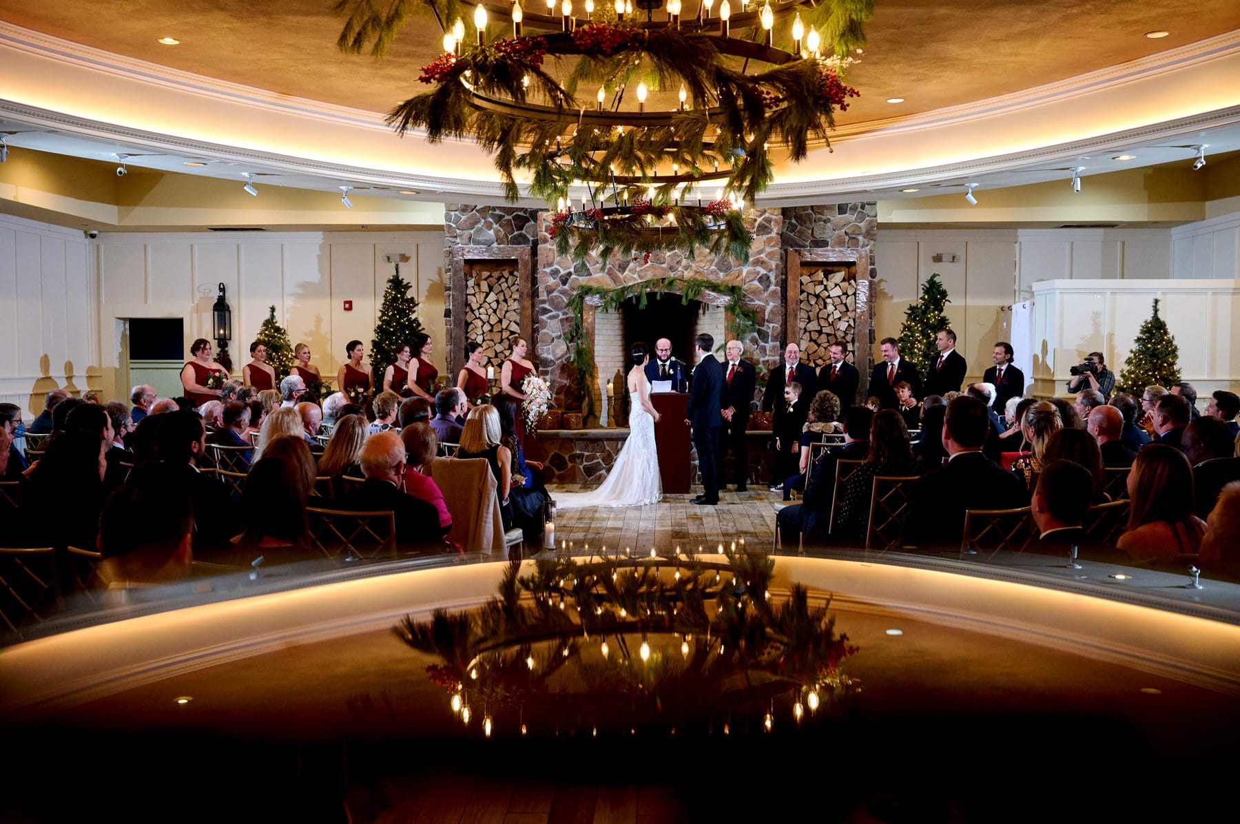 Christmas wedding ceremony at The Farmhouse