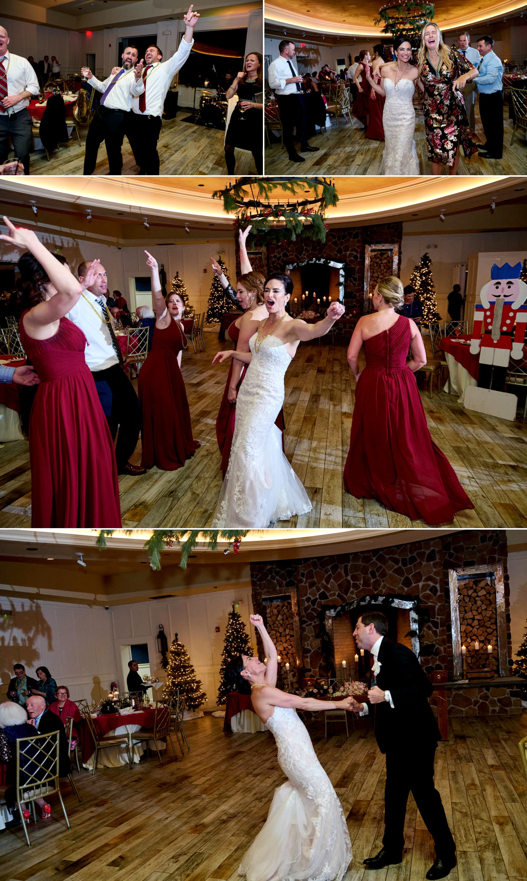 bridal party wedding dancing at The Farmhouse