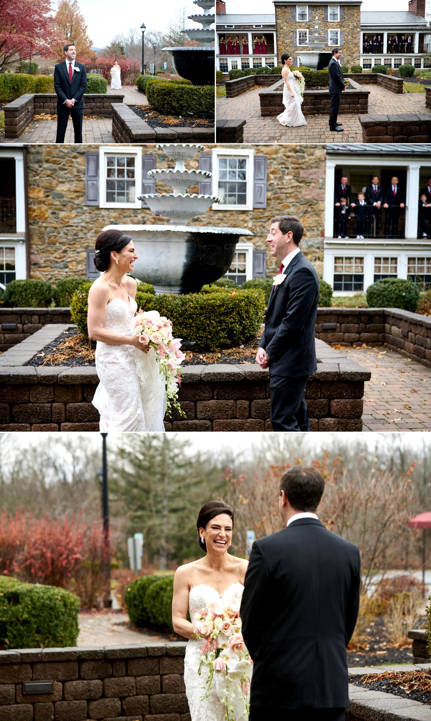 wedding first look photos at The Farmhouse