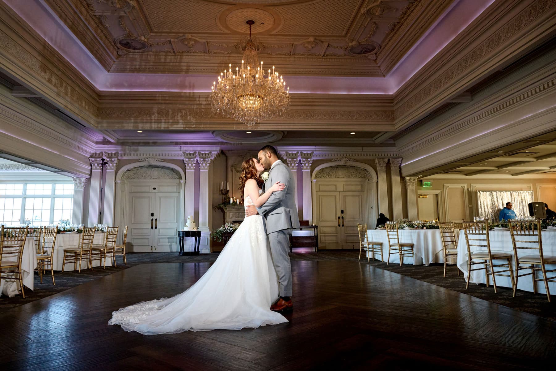 wedding couple in the ballroom at The Park Savoy