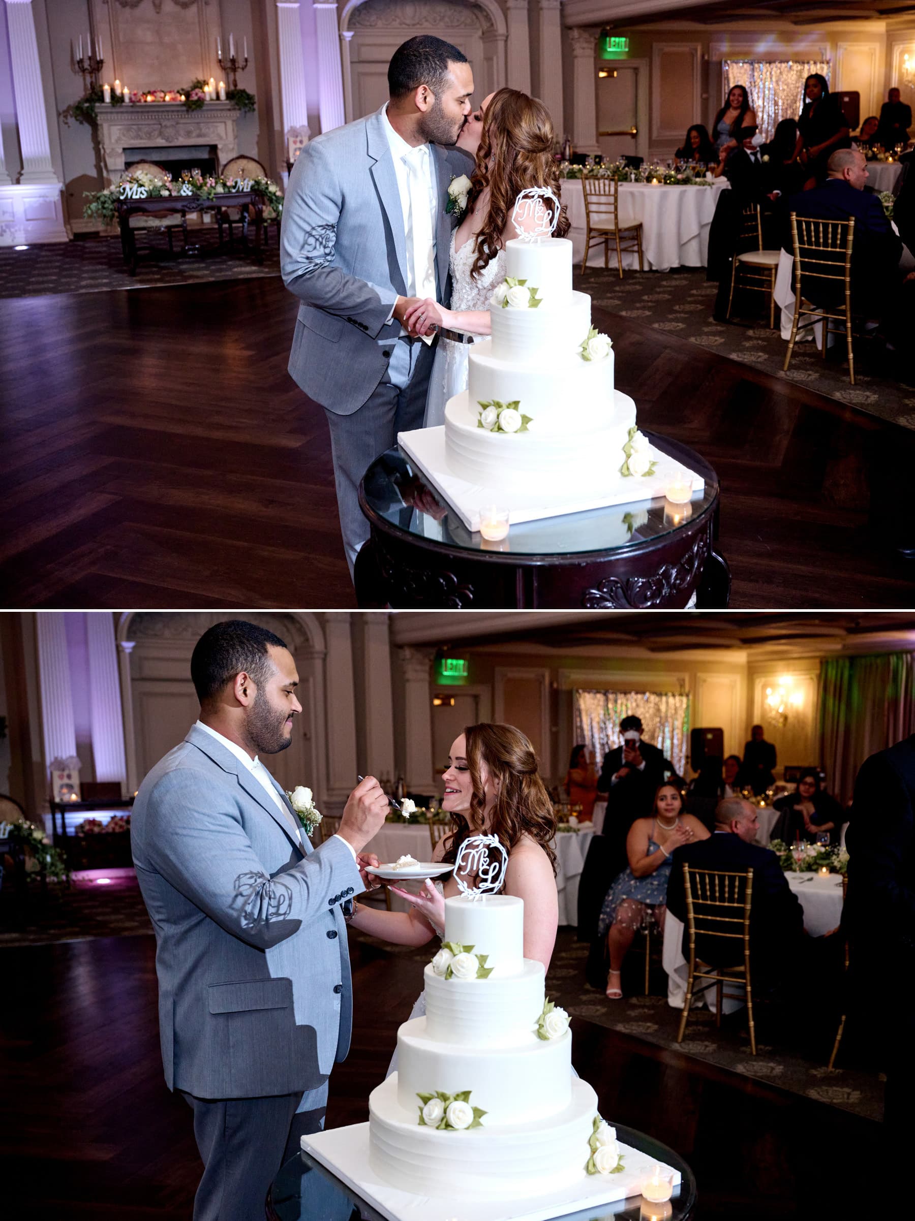 wedding cake cutting in The Park Savoy ballroom