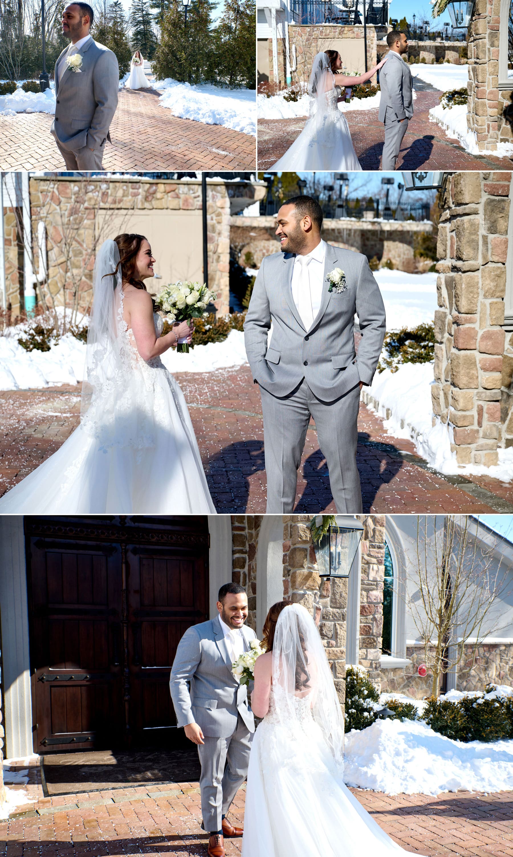 winter wedding first look photos at The Park Savoy