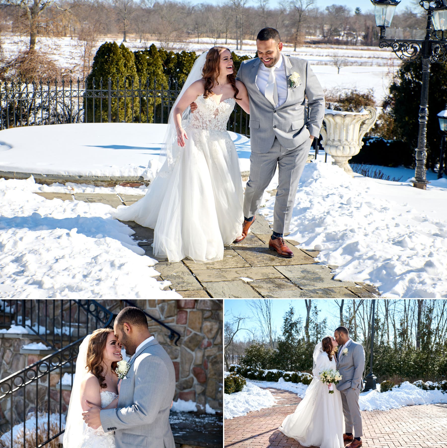 bride and groom photos at The Park Savoy in the winter