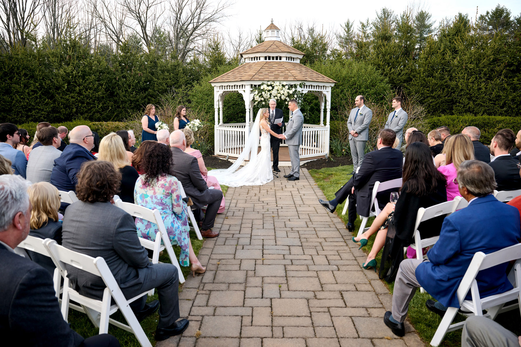 wedding ceremony at The Farmhouse gazebo