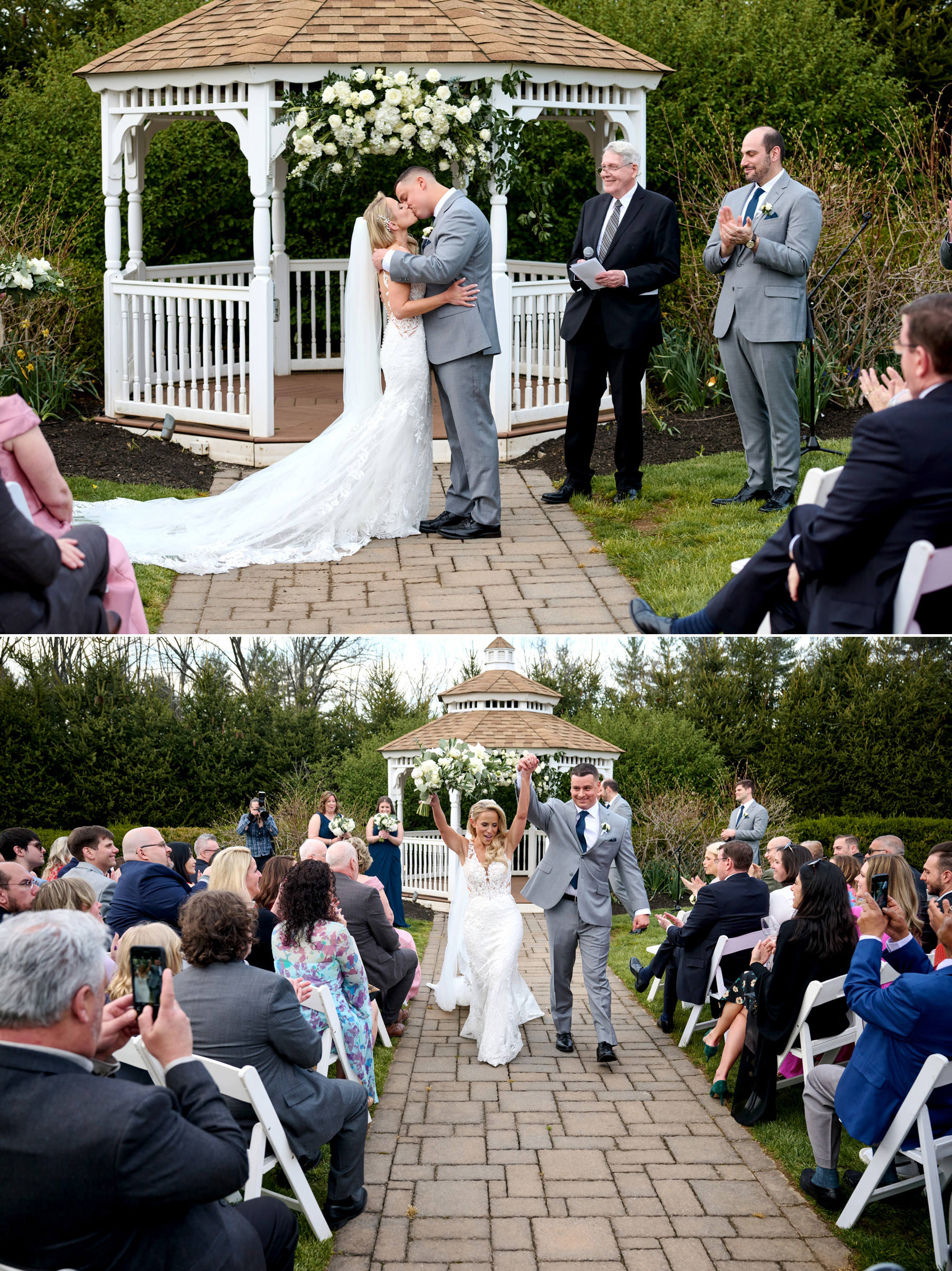 wedding first kiss and processional