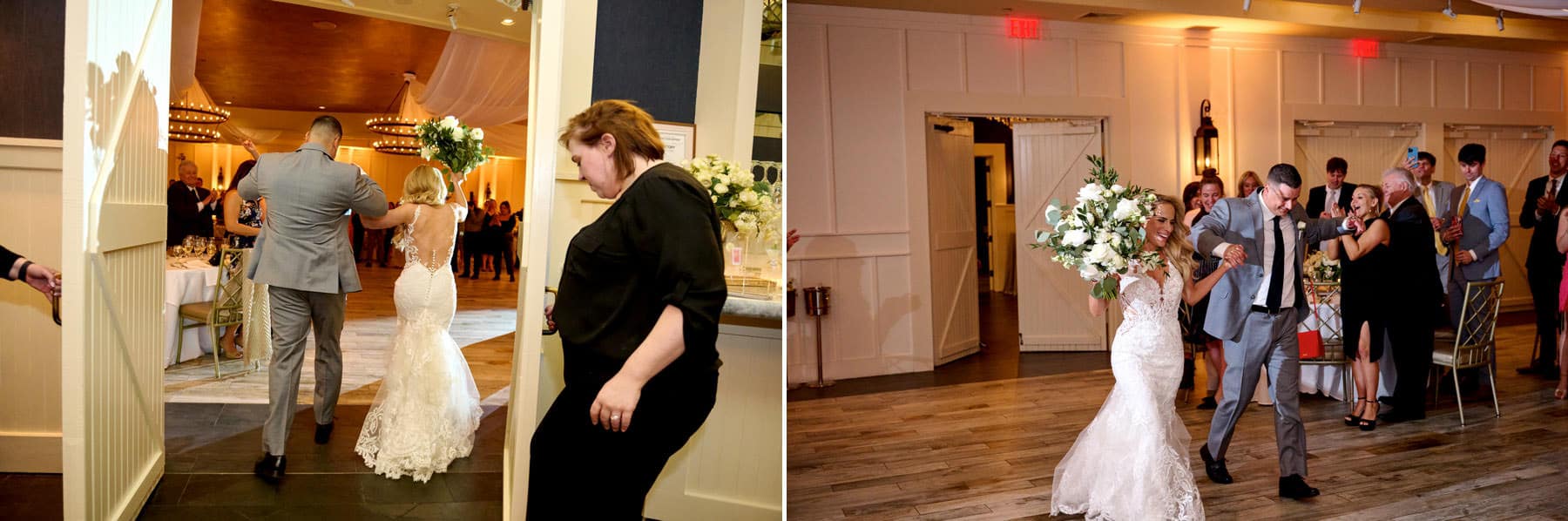 wendy and kevin make their grand entrance in The Farmhouse NJ ballroom