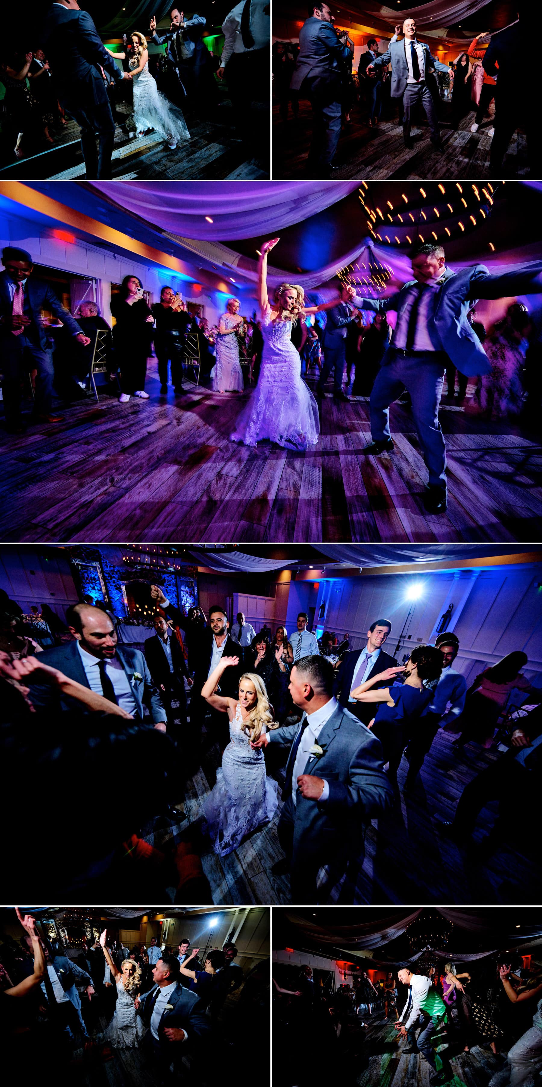 a frenetic wedding dance floor at The Farmhouse NJ