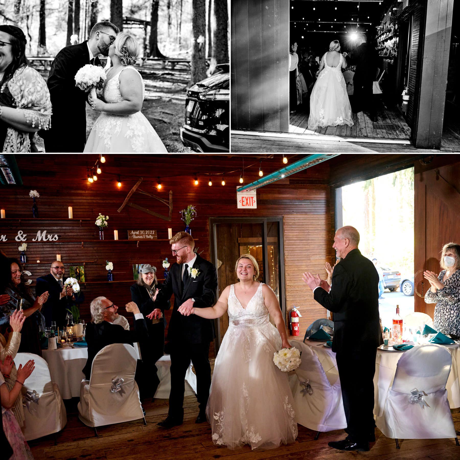 wedding entrance photos at Maskers Barn