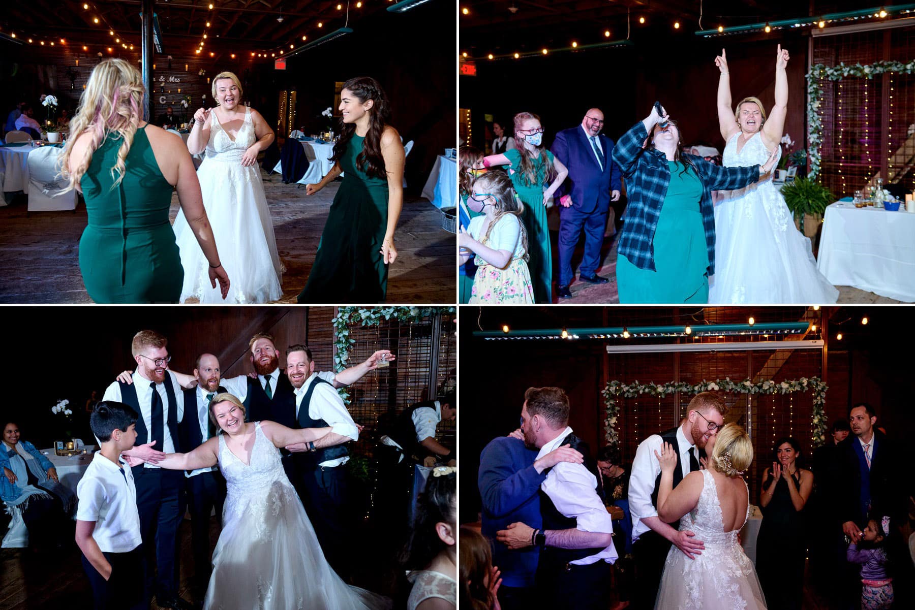 guests dancing to the last dance at Maskers Barn wedding