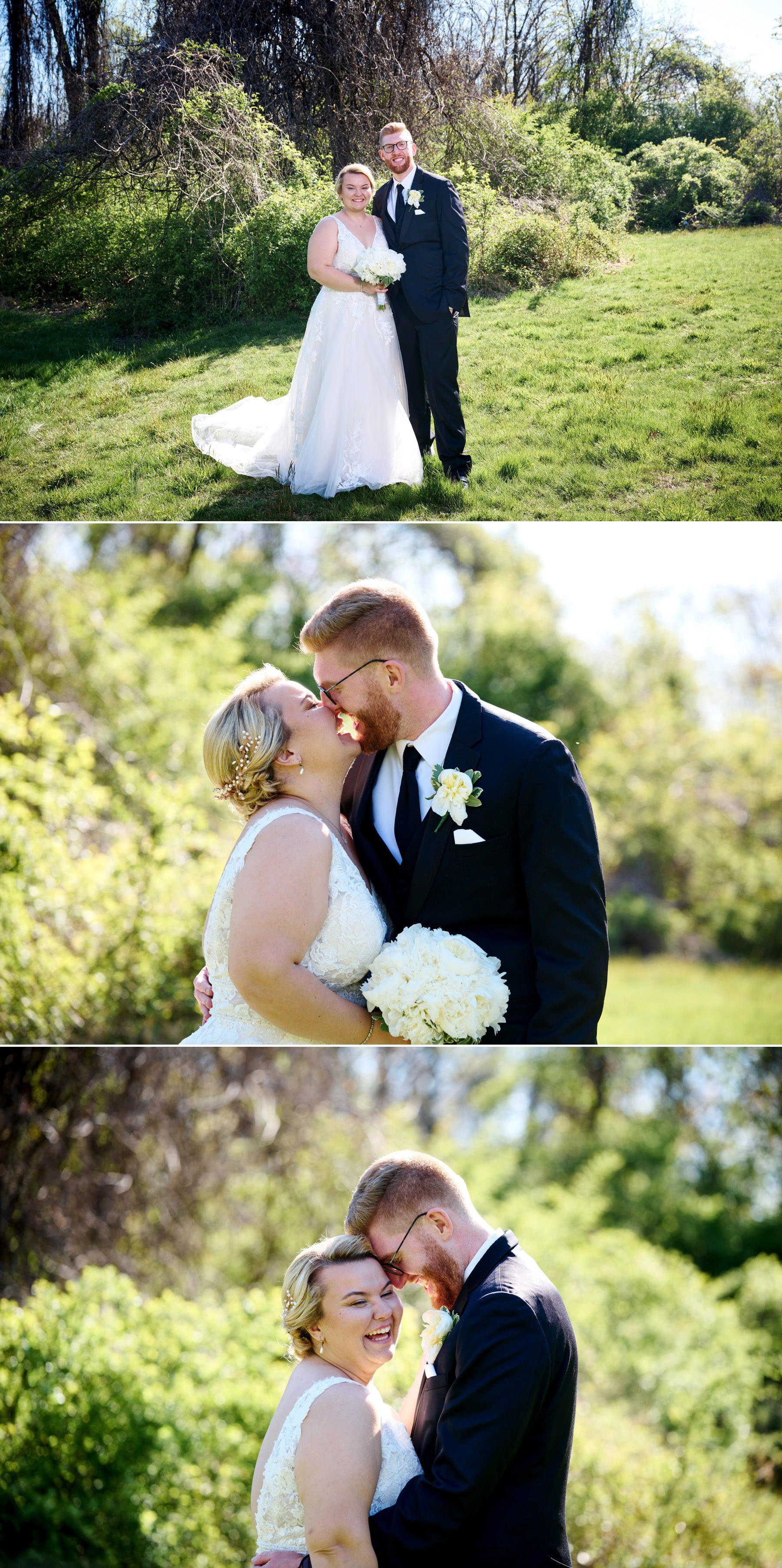 wedding photos in the field at Maskers Barn