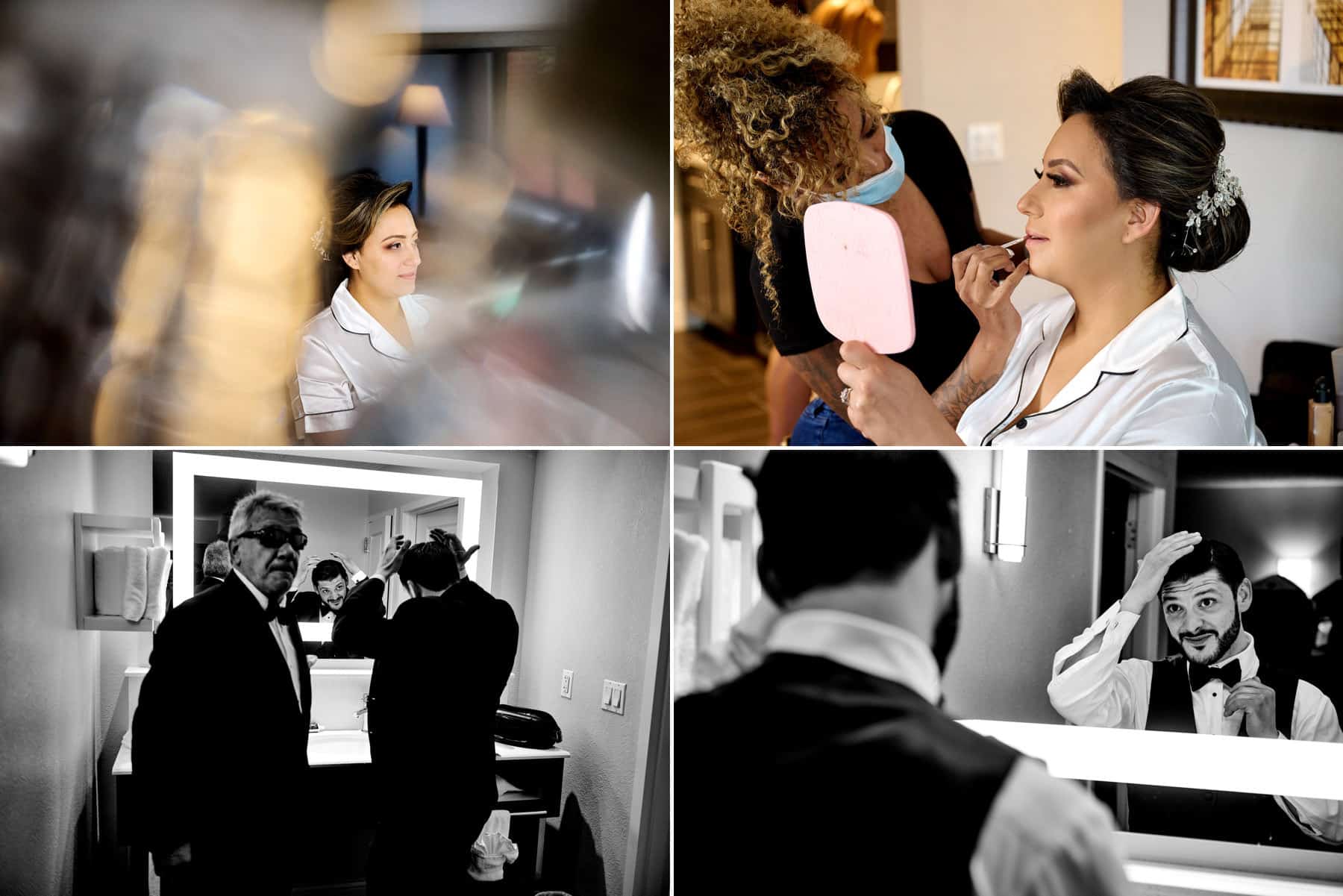 bride and groom preparations