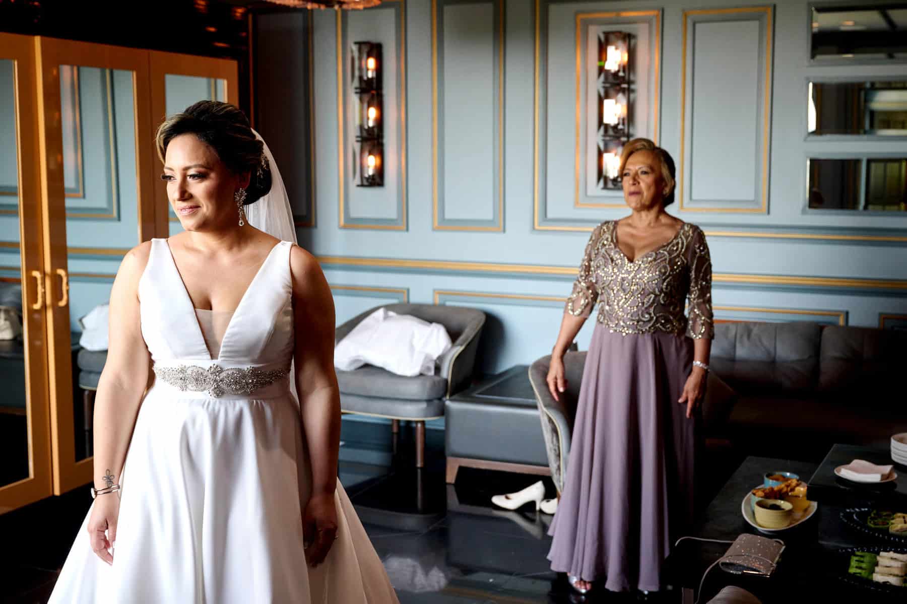 bride and mom in the bridal suite at The Westmount Country Club