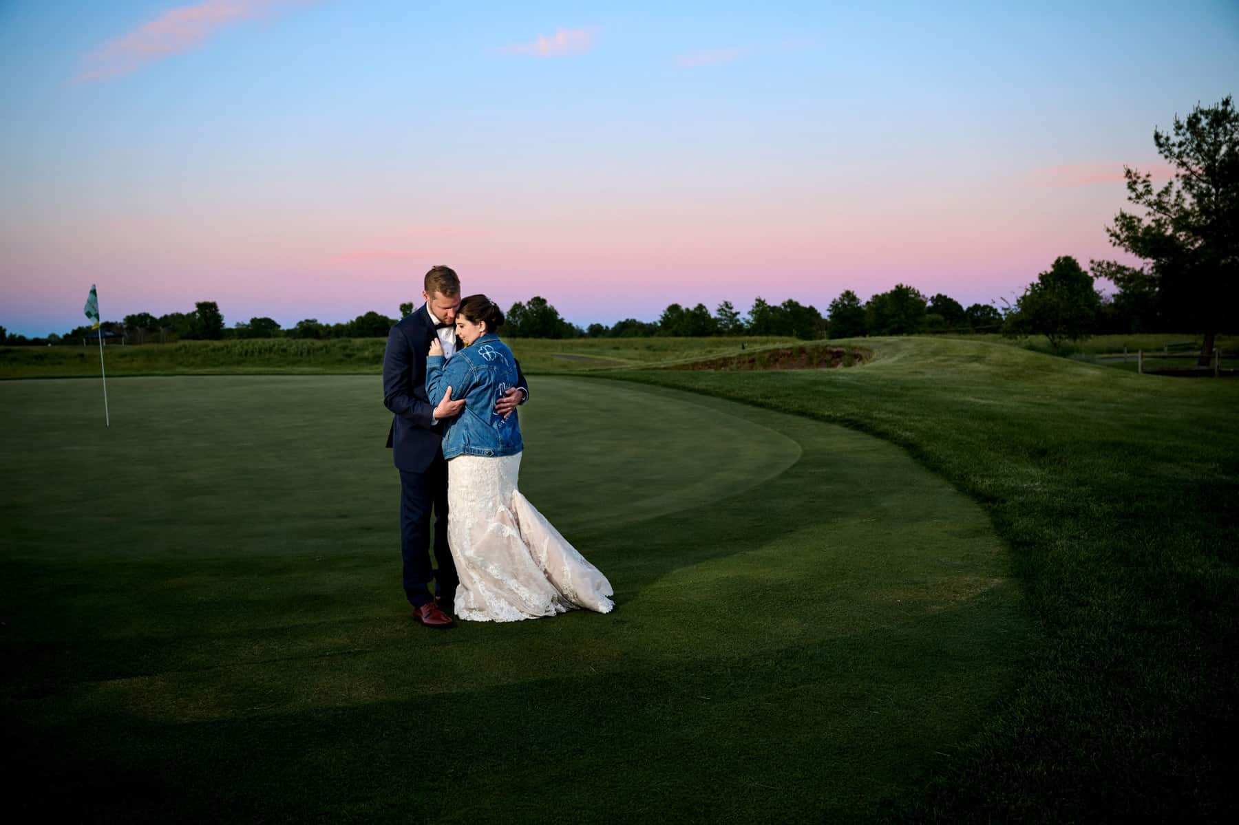 sunset wedding photo at Royce Brook country club