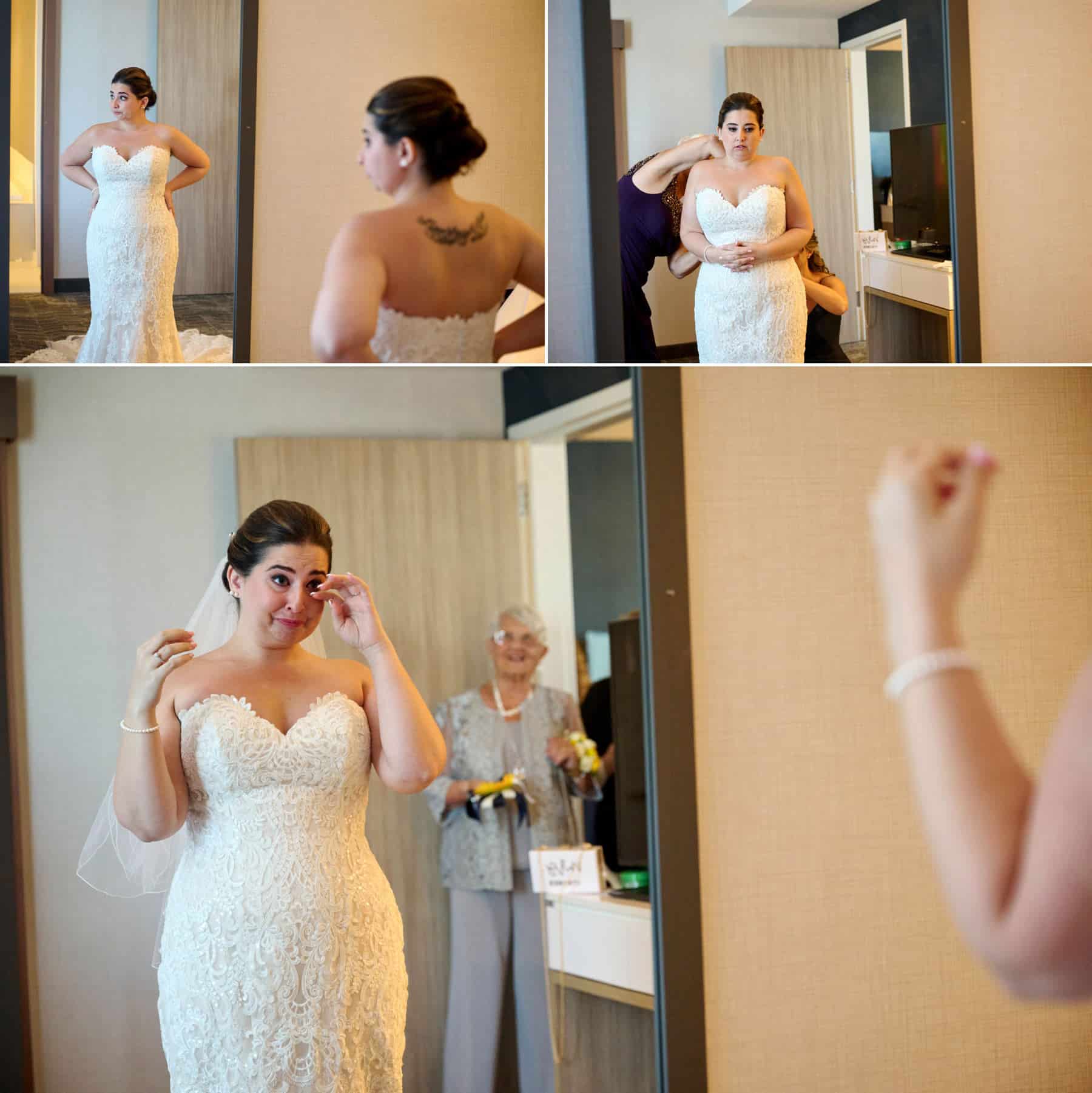 emotional bride on her wedding day