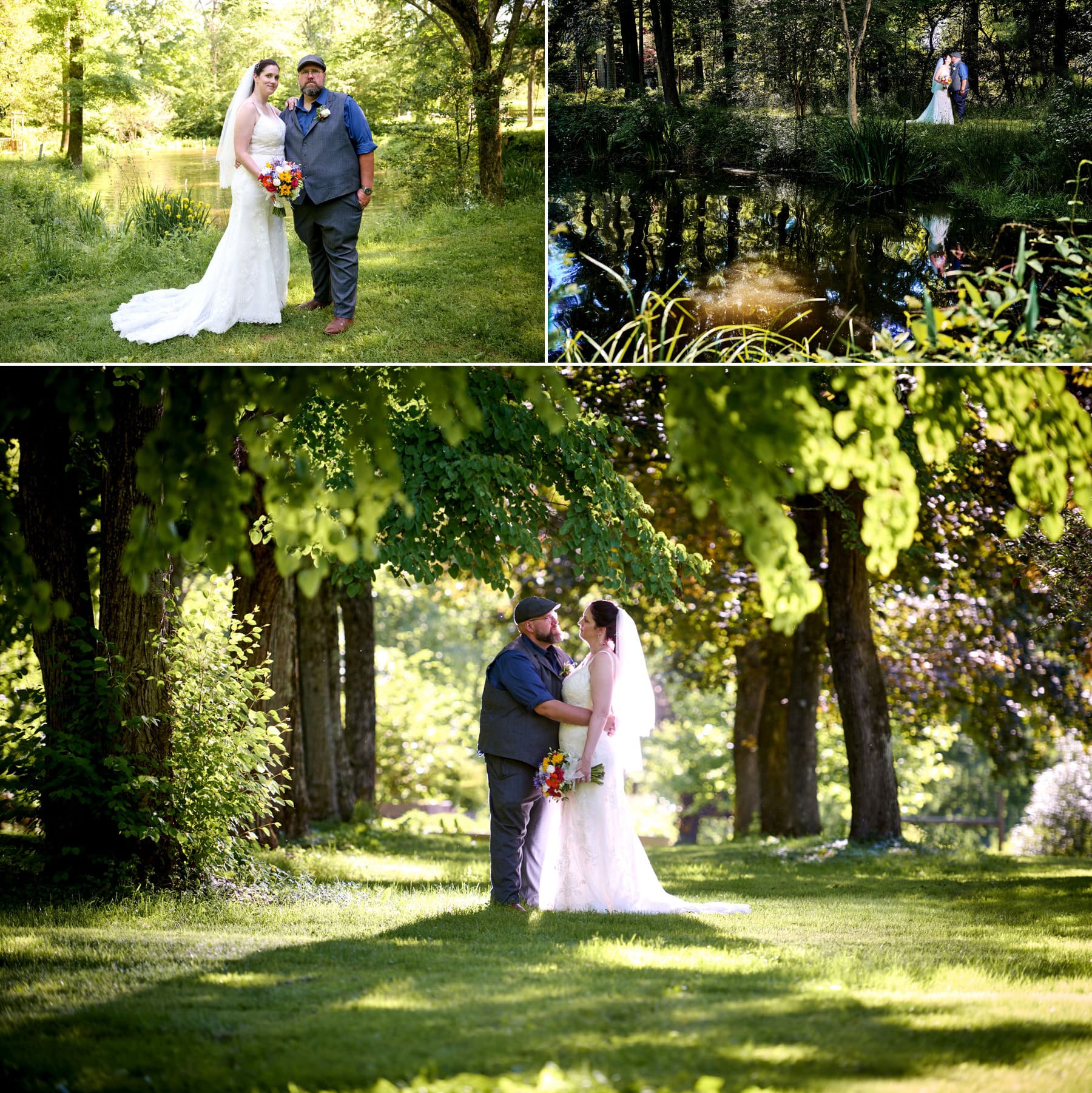 bride and groom at the hunterdon arboretum