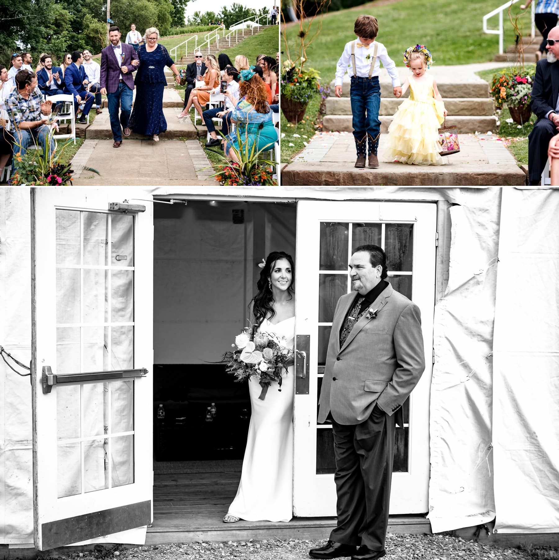 bride looking pensive before walking down the aisle