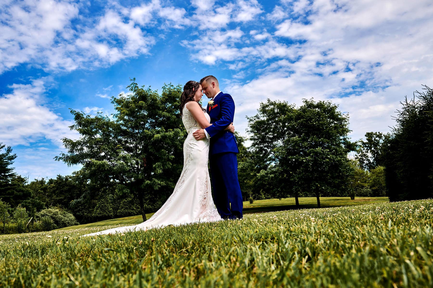 romantic wedding photo in the fields at The Farmhouse