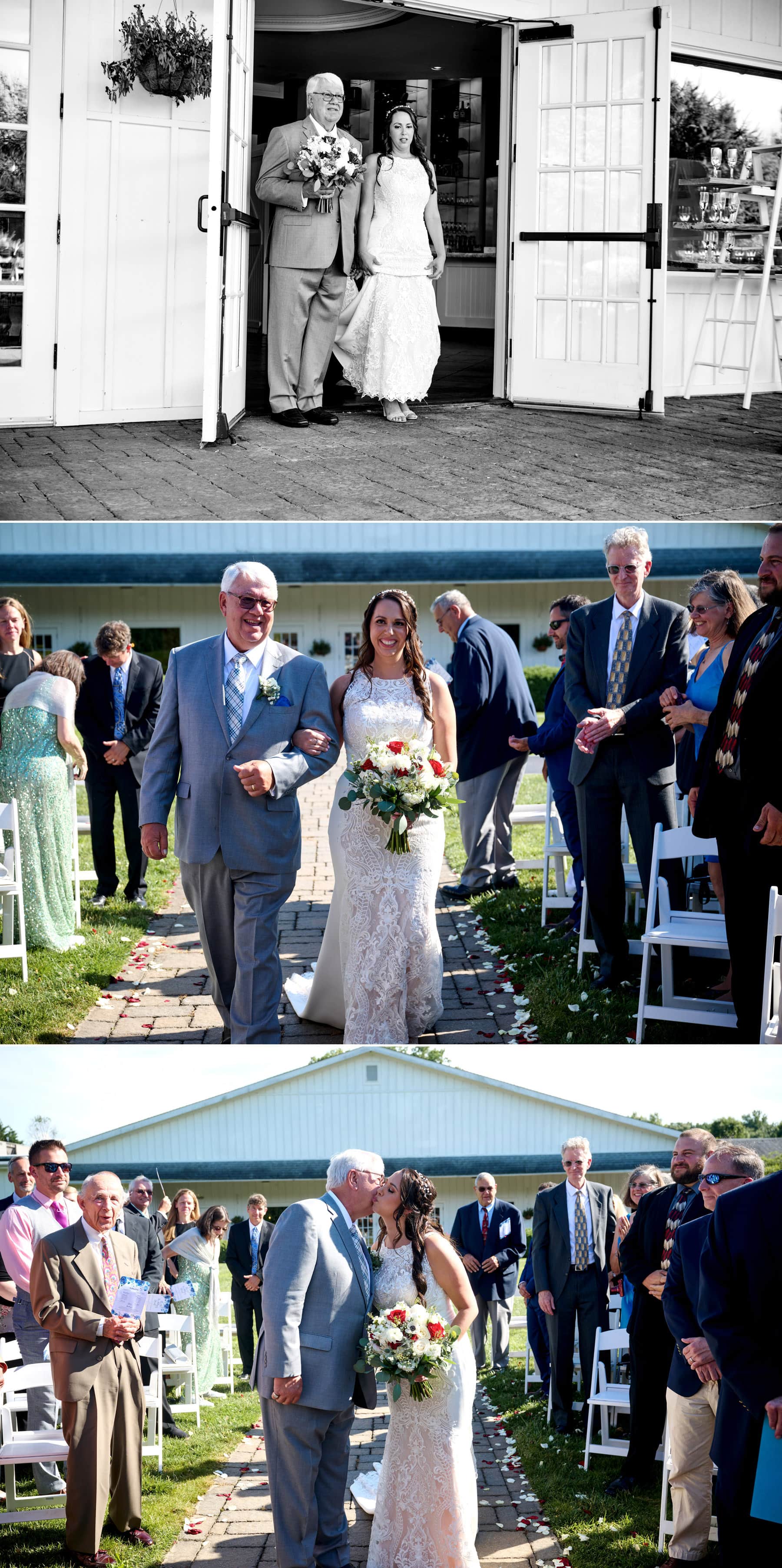 bride walking down the aisle at The Farmhouse