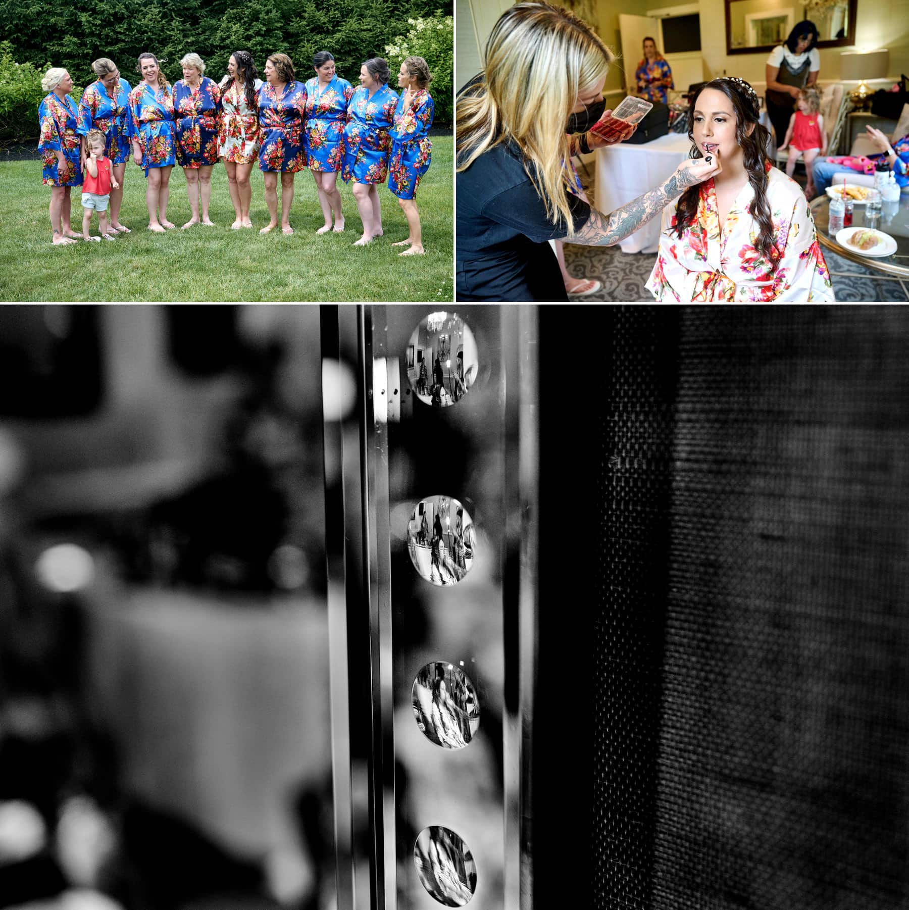 bridal party getting ready at The Farmhouse
