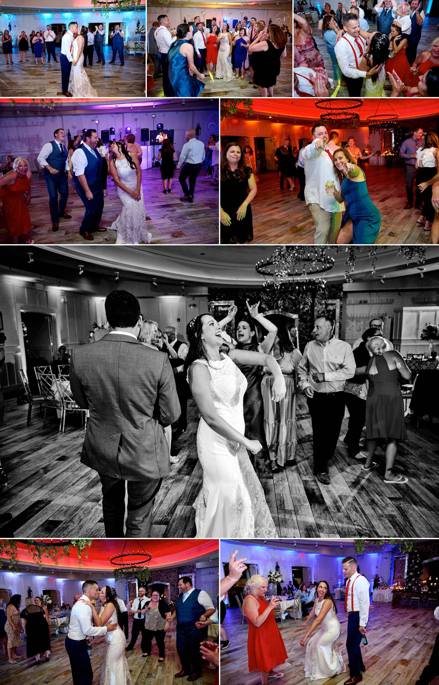 wedding guests dancing at The Farmhouse