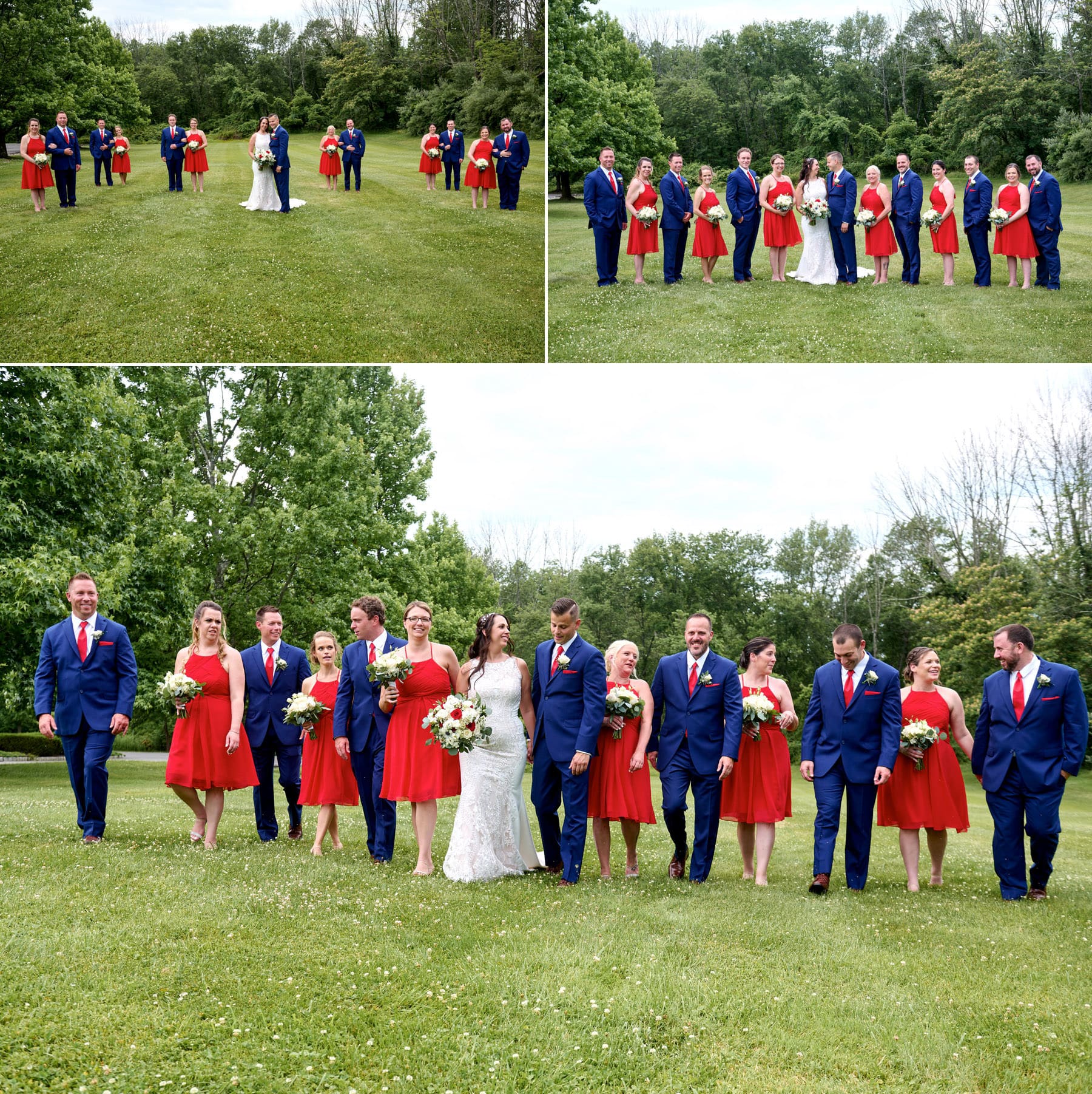 wedding party in the fields at The Farmhouse