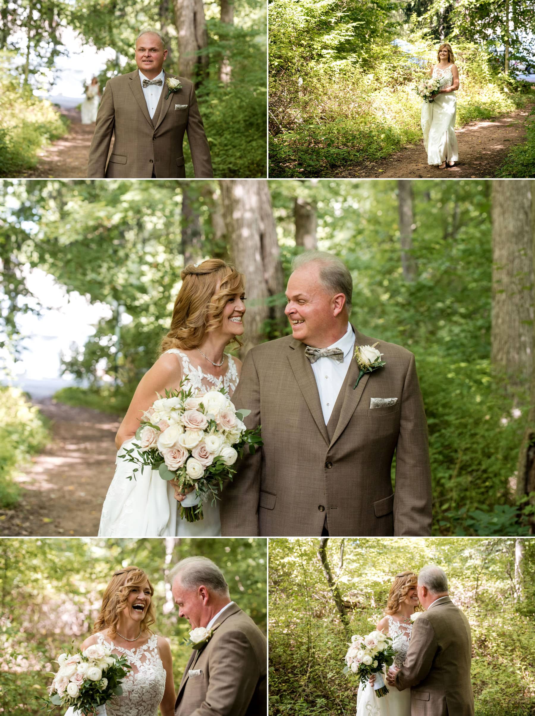 wedding first look at Maskers Barn