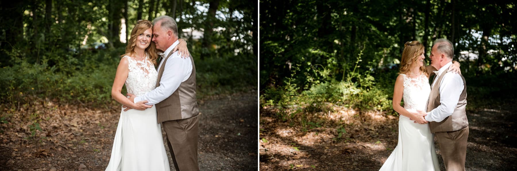 wedding photos on the trails at Maskers Barn