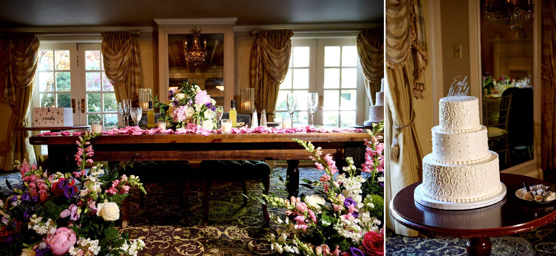wedding ballroom details at The Olde Mill Inn