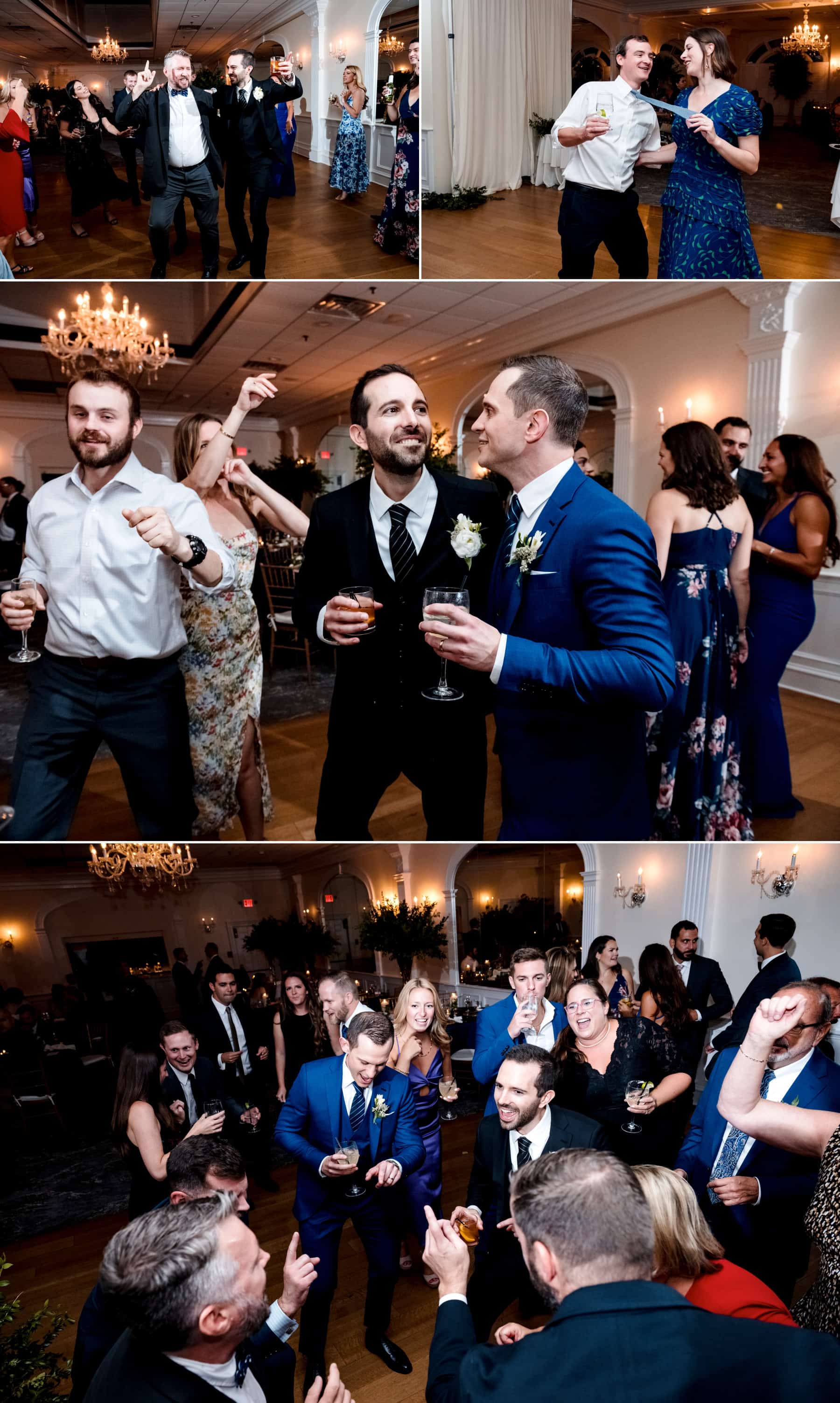 a packed dance floor for a same sex wedding at The Bernards Inn