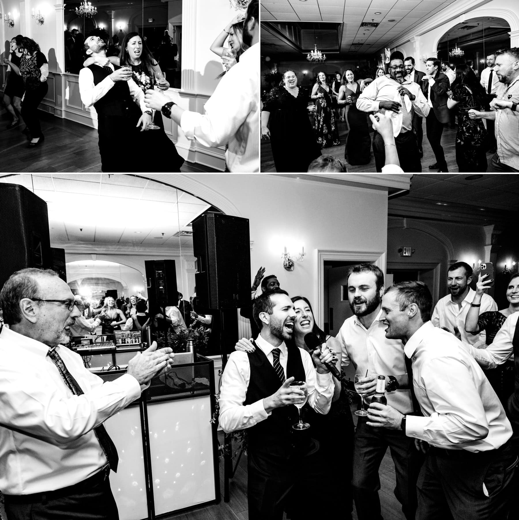 black and white wedding photos at a same sex wedding at The Bernards Inn