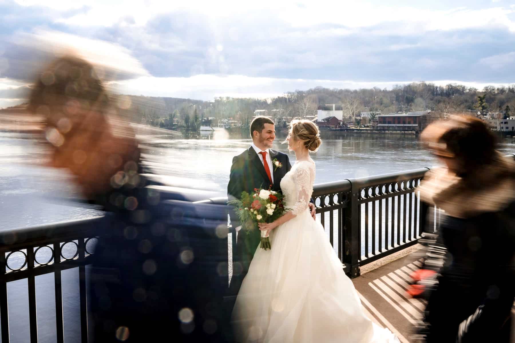 wedding photos on the bridge in Lambertville NJ