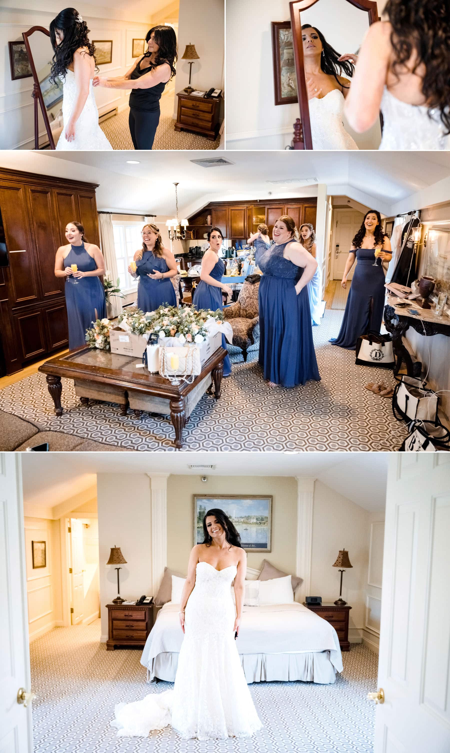 brides reveal to her bridesmaids at The Olde Mill Inn