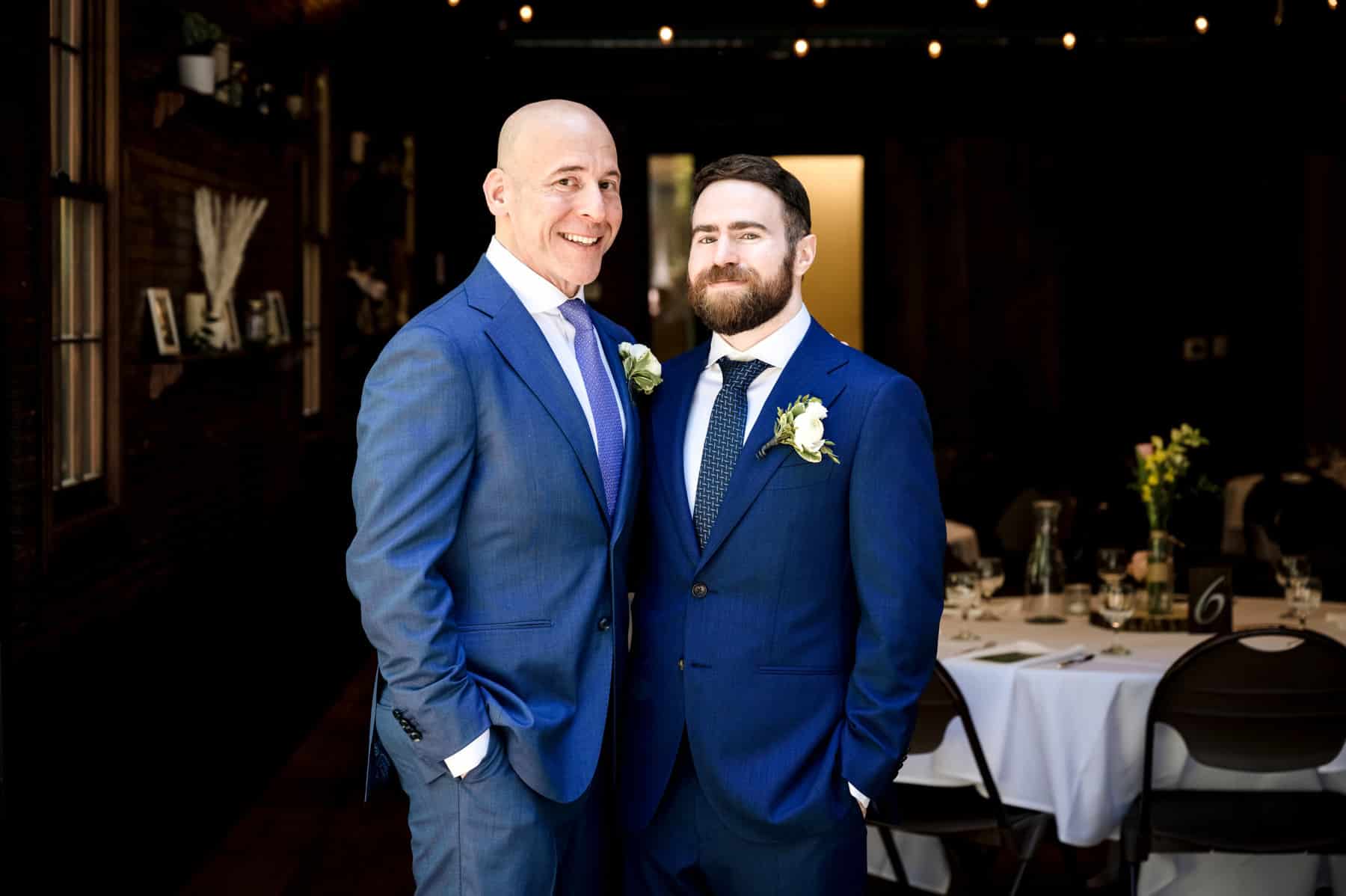 two grooms at their Maskers Barn wedding