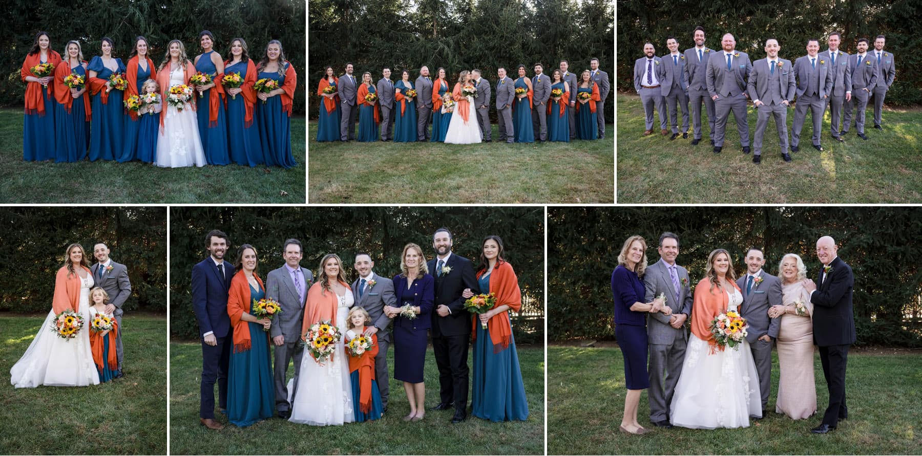 Bridal party photo locations at The Farmhouse wedding venue in NJ