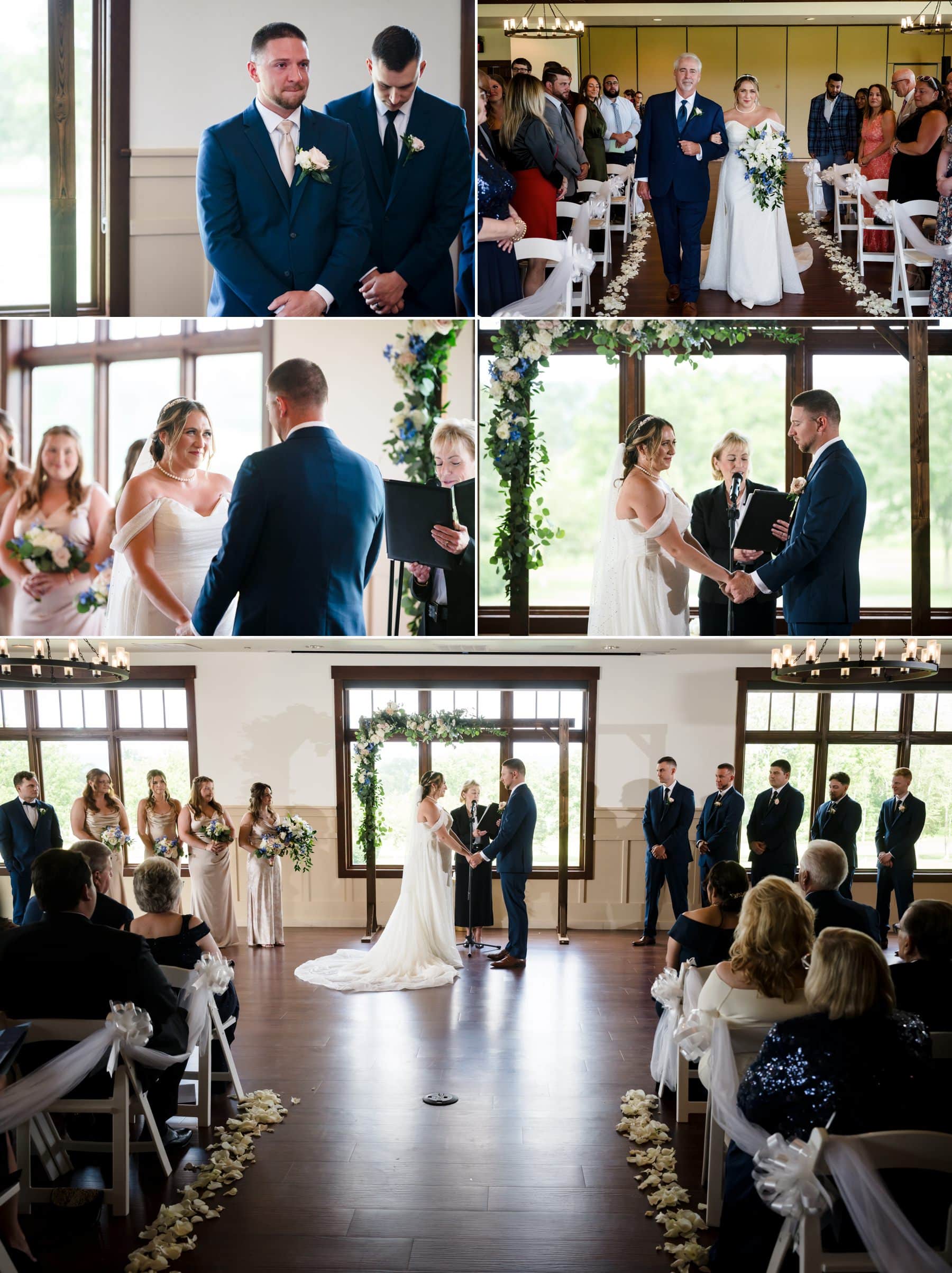 indoor wedding ceremony at Hawk Pointe