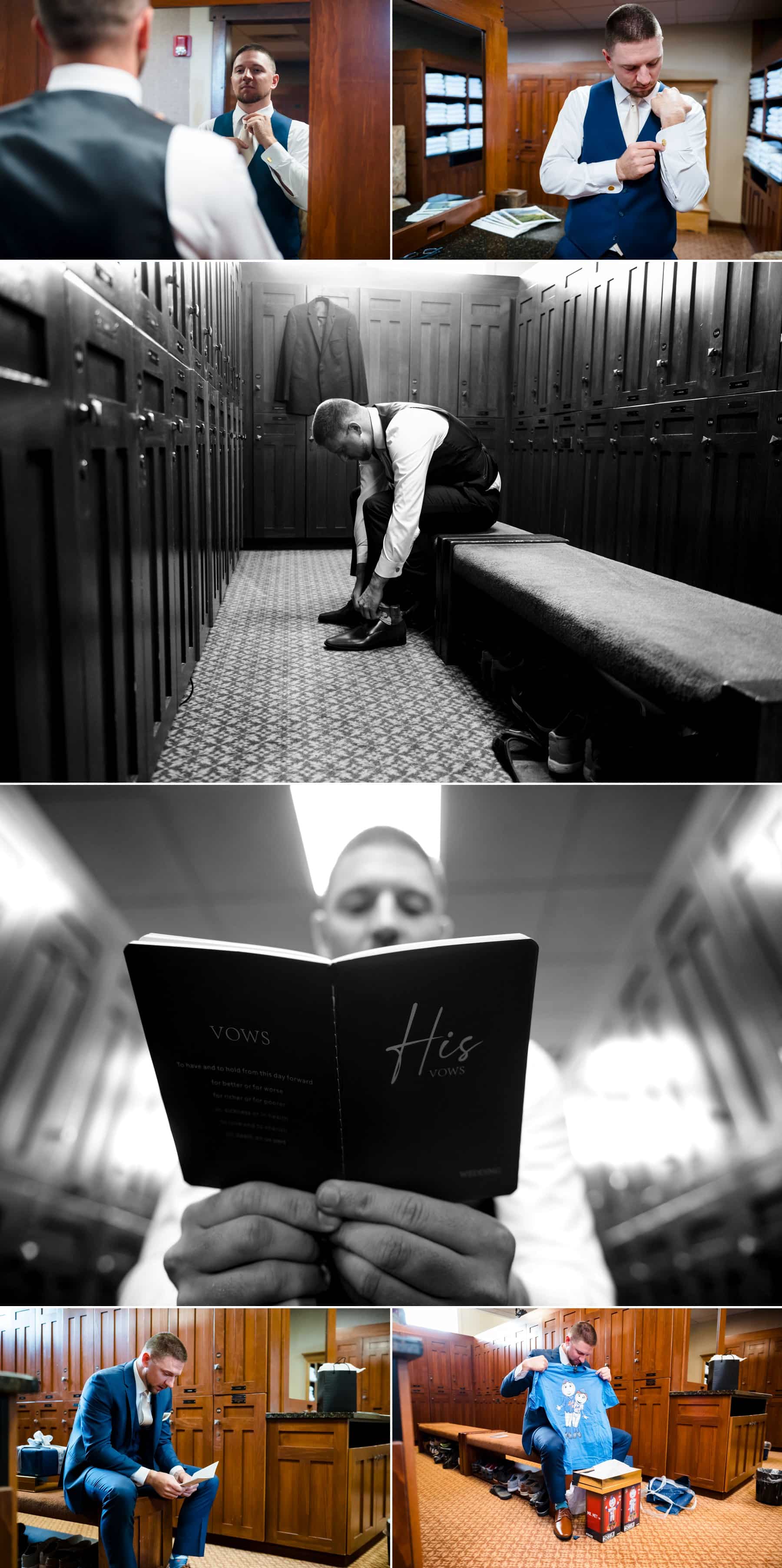 groomsmen getting ready at Hawk Pointe