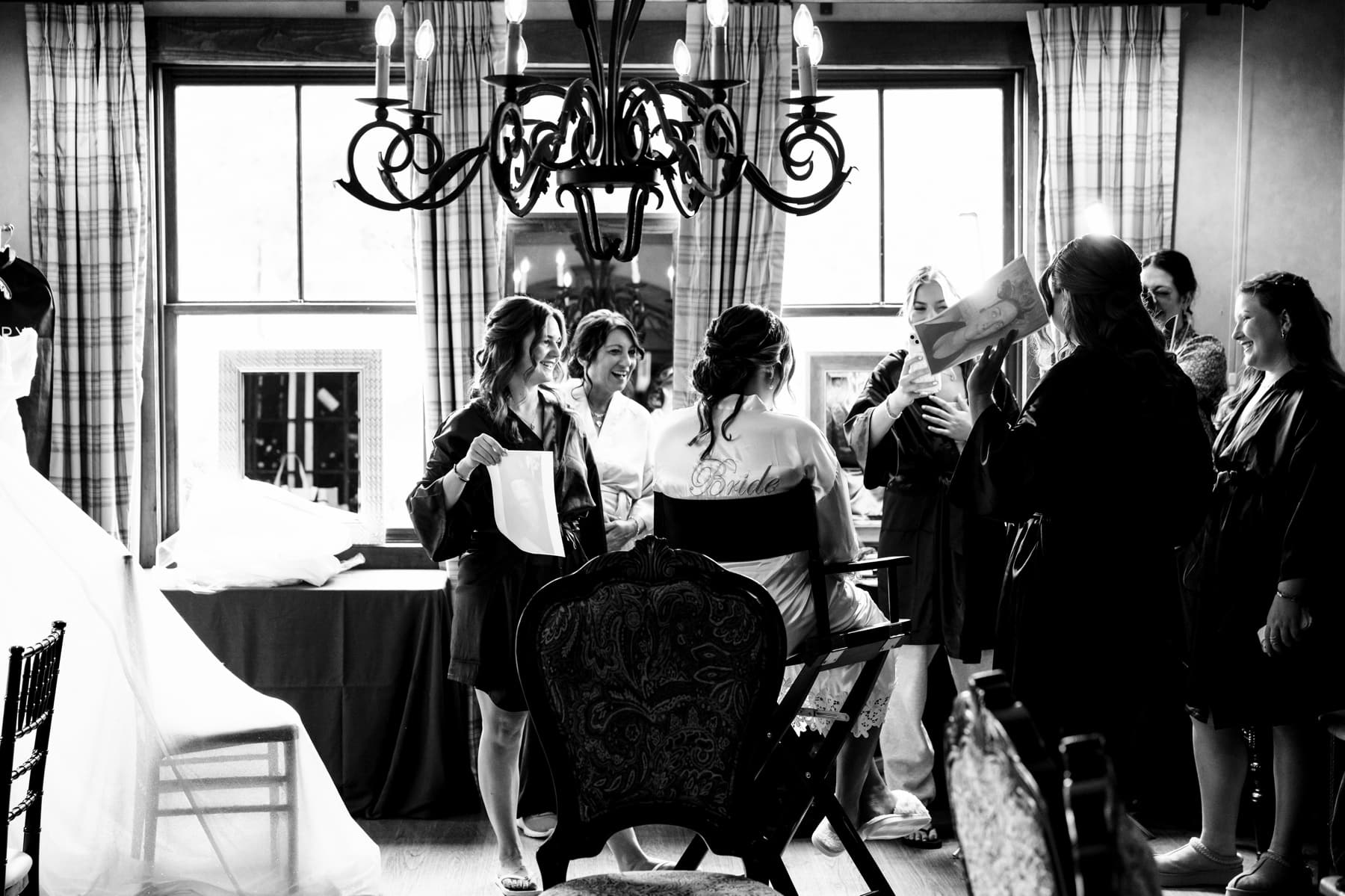 bridesmaids getting ready at Hawk Pointe